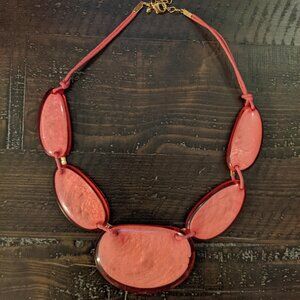 Pink Resin Shell Inlay Necklace Mermaidcore Iridescent Statement Boho Chic Beach